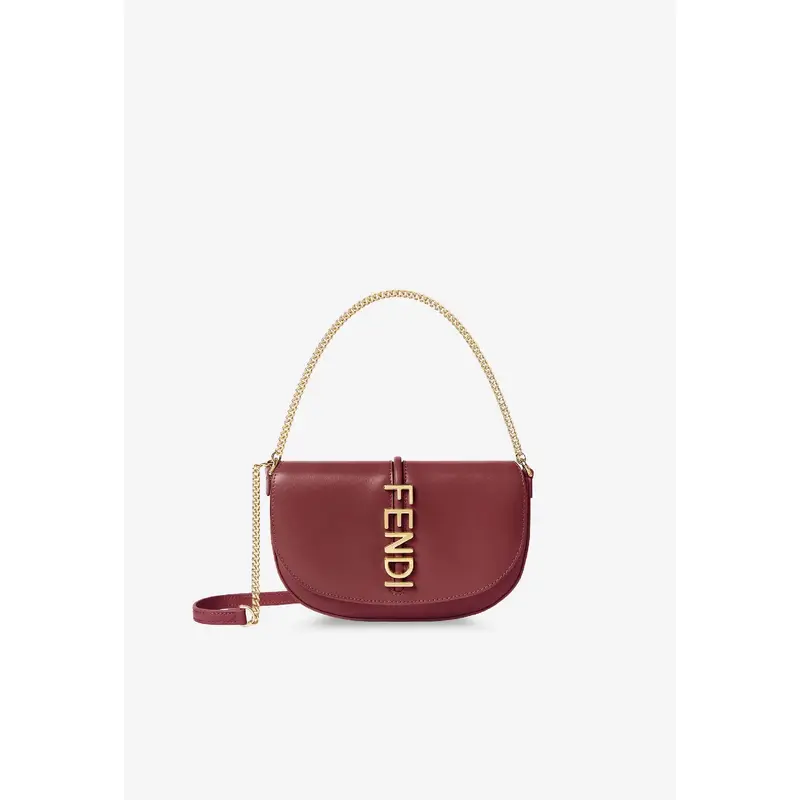 Fendigraphy Leather Chain Clutch