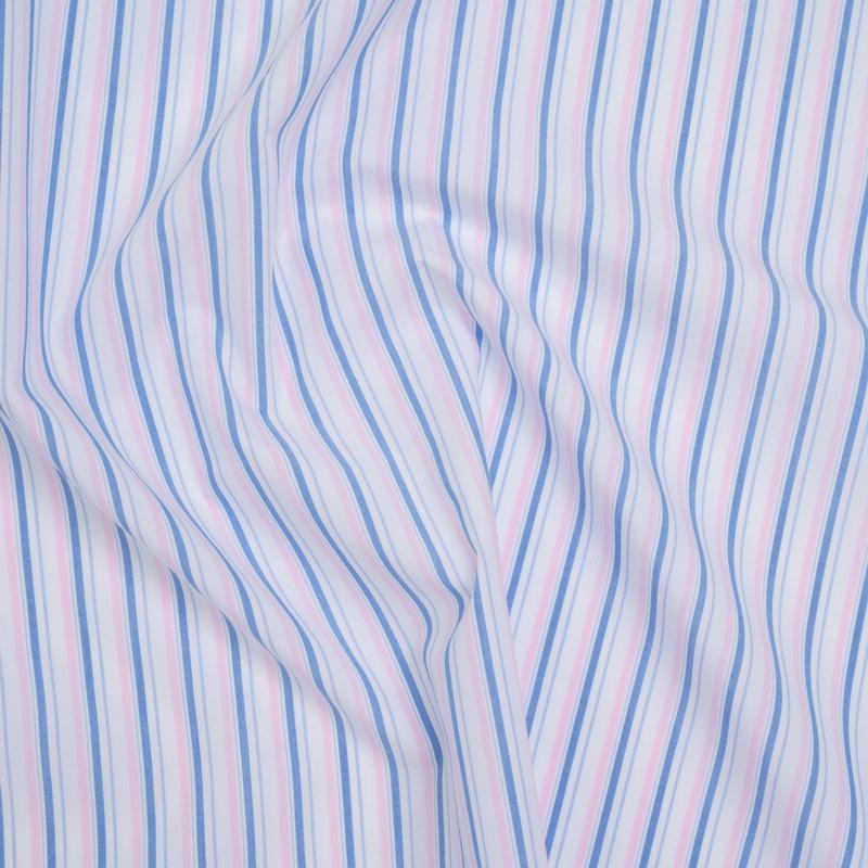 Cotton Shirting - Light Blue, Baby Pink and White Stripes - Deadstock