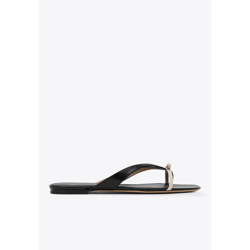 Abibi Mini Bow Leather Flip-Flops
