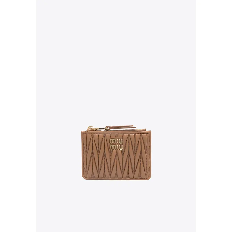 Matelass Leather Logo Zip Cardholder