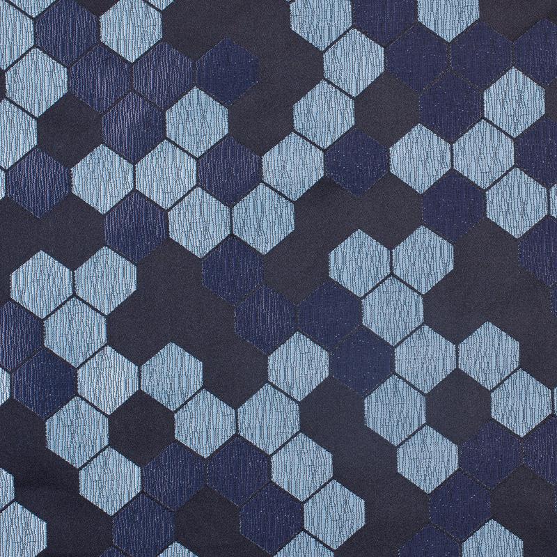 \"Cells\" Black and Aqua Poly Brocade