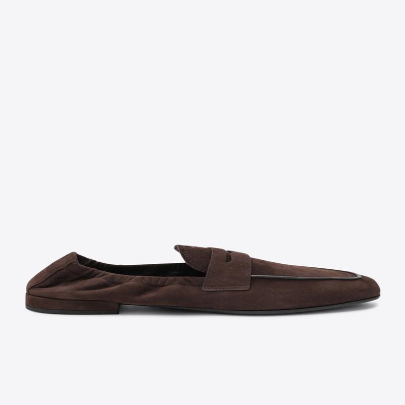 Elasticated Suede Penny Loafers